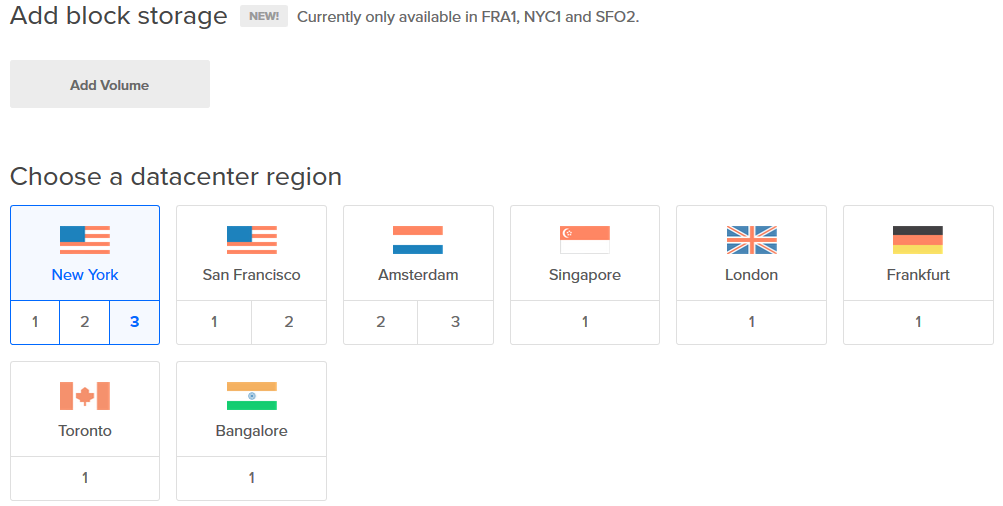 DigitalOcean choose region