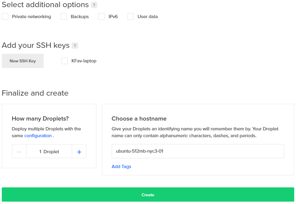 DigitalOcean finalize and create