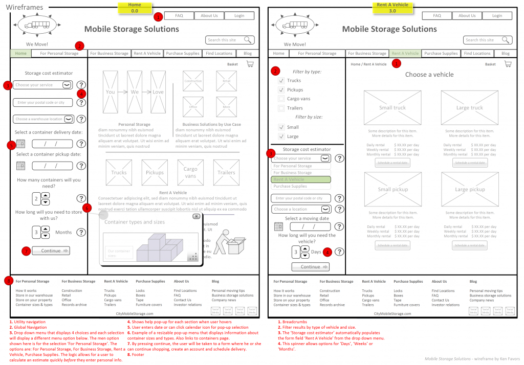 Wireframes 1-2 Logistics & Mobile Storage Solutions