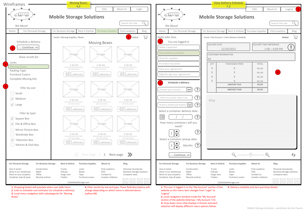 Wireframes 3-4 Logistics & Mobile Storage Solutions